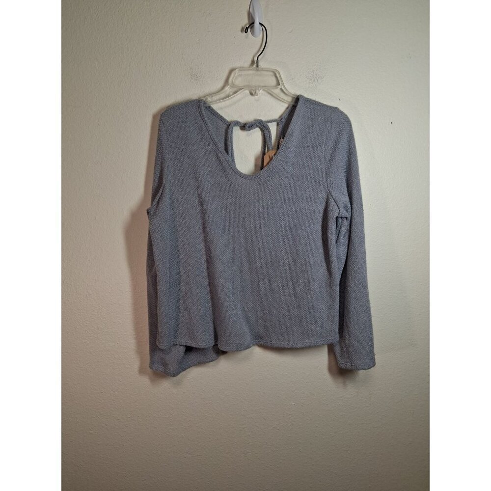 NWT Lazy Sundays Knit Blouse Sweater Lightweight Boho Gray Sz Large
